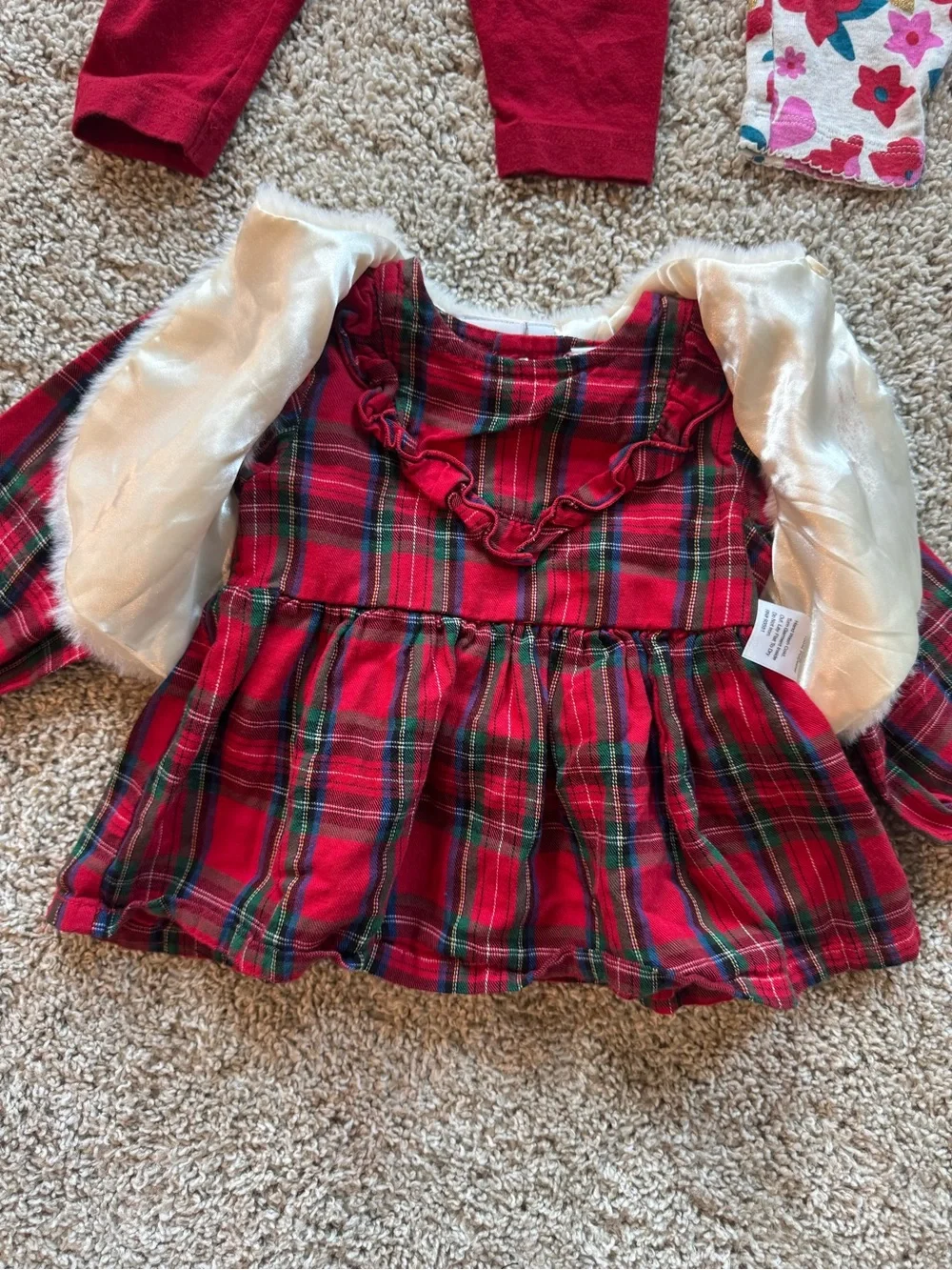 Baby Girl 9 Month Holiday Clothing Bundle Plaid Fleece Outfit set 8 Pieces